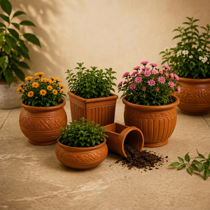 Premium Terracotta Clay Planters Handmade Natural Earthen Flower <b>Pots</b> for Indoor Outdoor Plants <b>Succulents</b> Herbs Garden Patio - Product Image 1