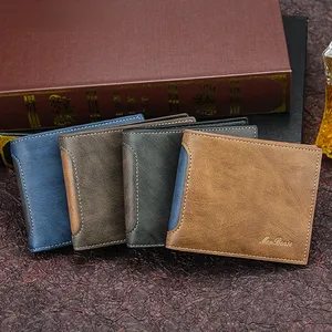 Portefeuille en cuir ciré pour homme, sac à main à peau d'huile pour homme, porte-monnaie court pour homme, porte-cartes avec fermeture éclair autour du porte-monnaie