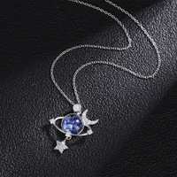Collier ras du cou de luxe léger avec pendentif étoile, lune, zircon, espace, univers, planète et Terre pour fille