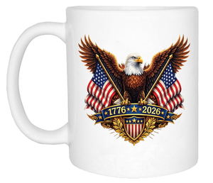 Mug en céramique personnalisé USA 250e anniversaire, tasse à café patriotique avec drapeau américain et aigle, mug cadeau pour la fête de l'Indépendance, logo personnalisé gratuit - Product Image 2