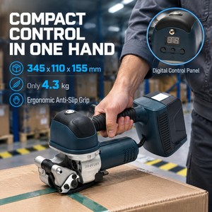Herramienta de flejado portátil ergonómica inalámbrica TB19A para PET, diseño ligero y de mano para embalaje logístico en almacenes - Product Image 4