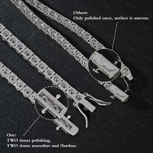 USA Warehouse 3mm 4mm Moissanite <span class=keywords><strong>Tennis</strong></span> Chain Necklace 925 Silver Jewelry Hip Hop VVS Moissanite Chain - Product Image 6