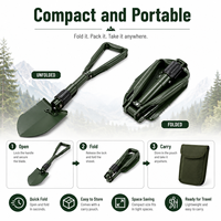 Pelle de camping multifonctionnelle pliable en acier avec manche long droit et design repliable