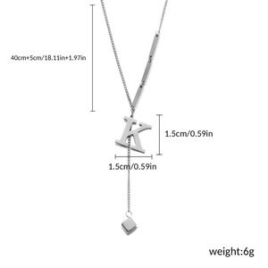 Nuevo Collar de Acero Inoxidable con Borla de Acero de Titanio, Colgante Cuadrado Pequeño con 26 Letras, Collares de Moda con Personalidad de la A a la Z, Joyería - Product Image 2