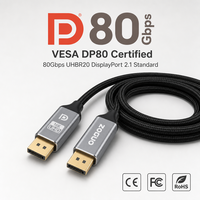Câble certifié VESA 2.1 80 Gbps UHBR20 DP2.1 16K 8K 120Hz 4K 240Hz 540Hz FreeSync G-Sync DSC 1.2a