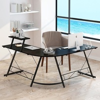 Bureau, personnalisé, coin en L, Table PC de jeu, avec support de moniteur, pour maison, noir