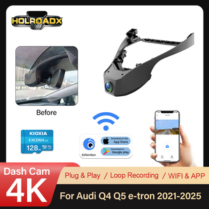 Dash <span class=keywords><strong>Cam</strong></span> Integrata Holroadx OEM con Registratore Video 4K per Audi Q4 E-tron 2022-2024, Doppia Lente, Angolo di 170°, Visione Notturna - Product Image 6