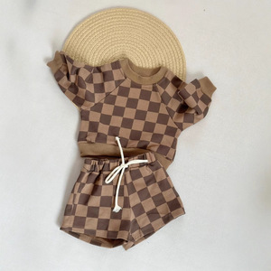 <span class=keywords><strong>Completo</strong></span> Pantalone e Maglia <span class=keywords><strong>a</strong></span> Maniche Lunghe in Cotone <span class=keywords><strong>a</strong></span> Quadri Morbido Stile Instagram per Bambini Primavera/Autunno; Casual Unisex per Bambini - Product Image 2