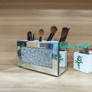 2024 nouveauté cristal diamants rempli <span class=keywords><strong>verre</strong></span> maquillage miroir porte-brosse - Product Image 3