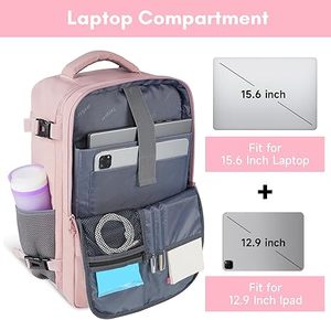 Sac à dos de voyage pour femme, sac à dos de cabine avec poche pour bouteille d'eau et compartiment à chaussures, compatible ordinateur portable 15,6 pouces, approuvé par la TSA pour les vols - Product Image 4