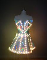 Jupe LED Lumineuse Colorée Créative pour Femme, Idéale pour Soirées, Bars et Spectacles Scéniques – Costumes Lumineux Argentés