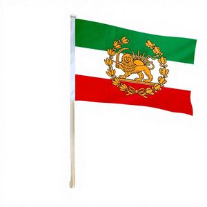 Drapeau historique iranien 3x5 pieds en polyester non tissé 100% avec lion, soleil et couronne, impression numérique, vente en gros d'usine - Product Image 3
