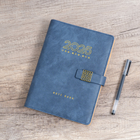 Cahiers Wire-O en cuir PU fermeture magnétique, porte-stylo et finition feuille d'or