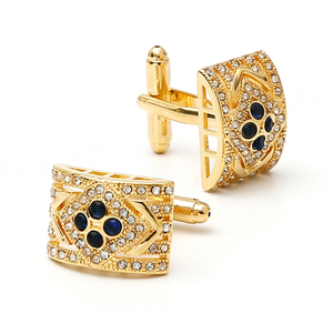 Latest Style <b>Cufflinks</b> Men's <b>Cufflinks</b> Luxurious <b>Gold</b> Shirt <b>Cufflinks</b> with Black Zircon Stones - Product Image 1