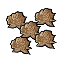 Patchs de broderie rose Golden Thread personnalisés pour vêtement