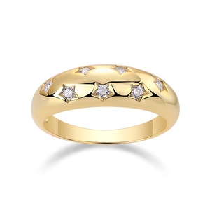 Groothandel sieraden, hete aanbieding: 0.25 ct trendy ins-stijl ornament, S925 zilver verguld met <span class=keywords><strong>K</strong></span>-goud, <span class=keywords><strong>moissanite</strong></span> ring voor dames, R14696 - Product Image 1