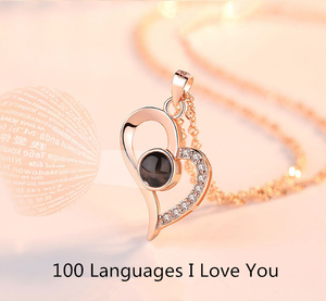 Collar Personalizado <span class=keywords><strong>con</strong></span> Proyección <span class=keywords><strong>de</strong></span> 100 Idiomas en Forma Redonda <span class=keywords><strong>de</strong></span> Oro y Plata <span class=keywords><strong>con</strong></span> la Frase 'Te Amo', Regalo para el Día <span class=keywords><strong>de</strong></span> San Valentín - Product Image 5