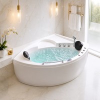 Baignoire d'angle en acrylique blanche avec massage par remous, spa pour 2 personnes, prix direct usine