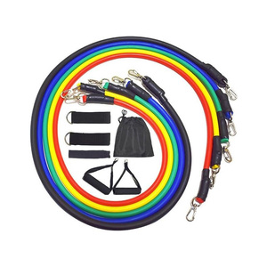 Hot Sale Home Gym <b>Workout</b> 11 Pcs Rubber Elastic Fitness <b>Band</b> Custom logo TPE Resistance <b>Band</b> Set - Product Image 1