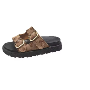 Sandales plates haut de gamme style européen et américain 2026 pour femmes, grandes tailles avec boucle de ceinture, également adaptées aux enfants - Product Image 2