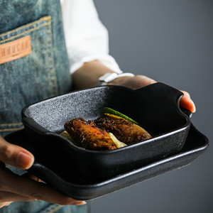 Plat de cuisson en grès, boulanger en céramique noir, nouveau design en fonte brute - Product Image 5