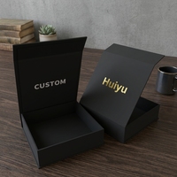 Kotak Kaku Magnetik Hitam dari Kertas Kraft dengan Logo Kustom untuk Kemasan Kosmetik & Bingkai Foto, Kotak Hadiah Daur Ulang dengan Sisipan Spons