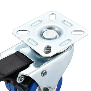 2 Inch Dual Wheel Flat Bottom TPR Swivel Caster Blue Industrial With Side Pedal Brake For Trolleys And Factories - Product Image 1