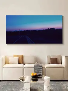 Decoração de casa com moldura mental luz do pôr do sol na cidade Decoração de parede na sala de estar moderna paisagem arte tela