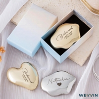 Cermin Saku Hati dan Awan Custom dengan Ukiran Nama Laser, Cermin Rias Kompak, Hadiah Pernikahan untuk Pengiring Pengantin