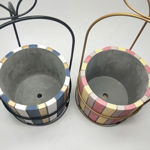 Regalo soporte de metal redondo colorido cemento flor maceta para <span class=keywords><strong>plantas</strong></span> suculentas - Product Image 6
