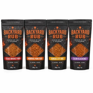 Bolsas personalizadas impresas para especias con cierre y ventana, negras mate y naranjas, para empaque de condimentos BBQ, para la marca Pitmaster OEM, 100g, 200g, 400g - Product Image 1