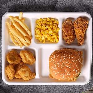 Chine Vente en gros Plaque rectangulaire sulfurisée biodégradable à 5 compartiments Conteneurs de restauration rapide jetables Plateau d'emballage de repas - Product Image 5