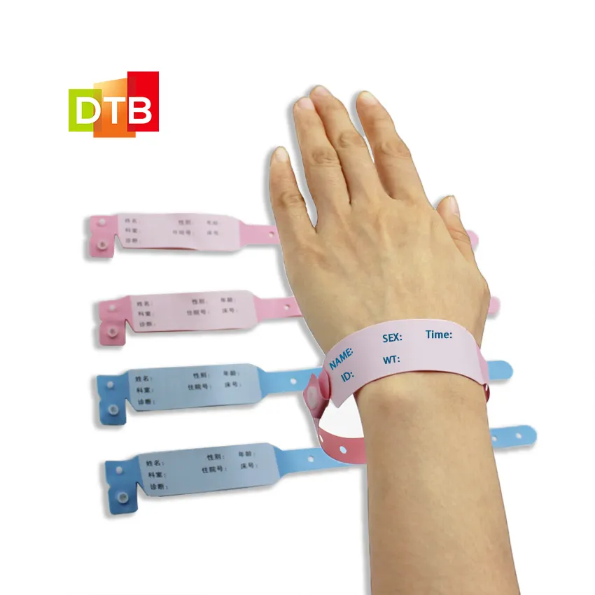 Tuỳ Chỉnh Writable Wristband Dùng Một Lần Y Tế Nhựa Bệnh Viện Id Vòng Đeo Tay Trống Vòng Đeo Tay Rfid Cho Bệnh Viện
