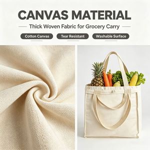 Affordable Durable <b>Large</b> Capacity Canvas Grocery <b>Bag</b>, <b>Drawstring</b> Design, Cotton Canvas, Supermarket Market Shopping - Product Image 3
