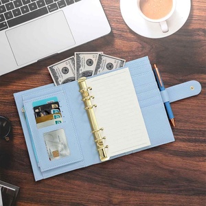 鸿博最畅销的12色金戒指A6卵石皮革预算活页夹规划器，带飞叶可作为办公室组织者礼品 - Product Image 6