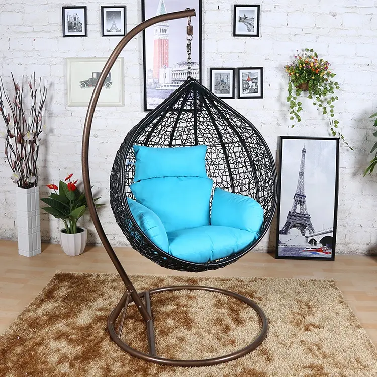 MOJIA Đồ Nội Thất Vườn Ngoài Trời Trong Nhà Kim Loại Đứng Giải Trí Mây Trứng Ghế Wicker Treo Đu Patio Ghế