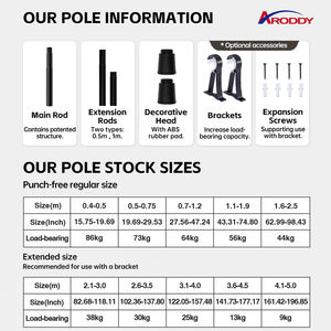 ARODDY-Tringles à rideaux en métal pour enfants, réglables, 1.1-1.9m - Product Image 3