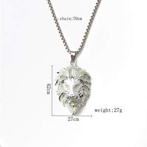 2022 New Halloween Luminous <strong>Lion</strong> Head Animal <strong>Pendant</strong> Necklaces Glow in the Dark Creative Hip Hop Stainless Steel Necklace - Product Image 6