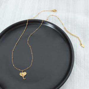 CAIOOCHE Buena Suerte Elefante Colgante Clavícula Cadena con cuentas Moda Moderna 18K Chapado en oro Elefante Animal Charm Collares - Product Image 3