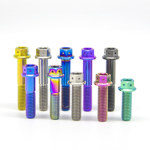 Boulons à bride en titane coloré certifiés ASME, classe 8.8 Gr5, tête hexagonale, filetage UNF, usinés CNC, fixations pour moto, 10 mm, anodisés - Product Image 6