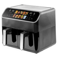 Friteuse à air double panier avec écran couleur LED, contrôle numérique, cuisson électrique domestique, préchauffage rapide, affichage couleur
