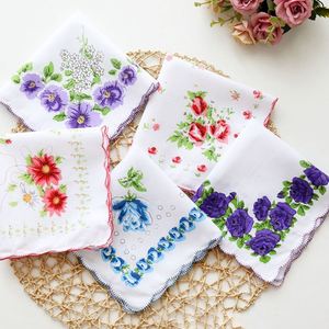 Mouchoirs en coton pur à motifs floraux colorés, style rétro, bord festonné, ethniques rustiques, vente en gros et au détail - Product Image 3
