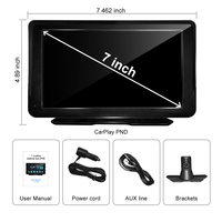 Monitor de Entretenimiento para Asiento Trasero de 7 Pulgadas con Navegación GPS, Carplay y Android Auto, Reproductor MP5 Portátil Inalámbrico USB
