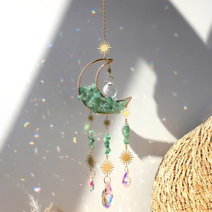 Atrapasol de Cristal con Ojo Turco, Colgante de Piedra Natural, Campana de Viento, Cristal de Roca, Prisma de Cristal, Generador de Arcoíris para Decoración del Hogar - Product Image 2