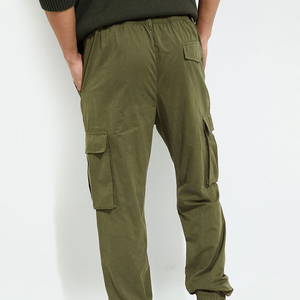 Men Multi-Pocket Straight Mid <b>Cargo</b> Trousers Durable Cotton Canvas Waterproof Tactical Pants Elastic for <b>Work</b> Travel Outdoor - Product Image 4