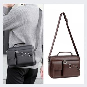Sac de messager horizontal d'affaires à la mode simple pour hommes sac à bandoulière décontracté multifonctionnel de luxe - Product Image 5
