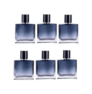 Venta al por mayor de botellas de perfume de vidrio vacías de 30 ml, de lujo, planas, únicas, cuadradas, con tapa de rosca, atomizador en spray, transparentes, negras, rojas, ámbar, recargables - Product Image 1