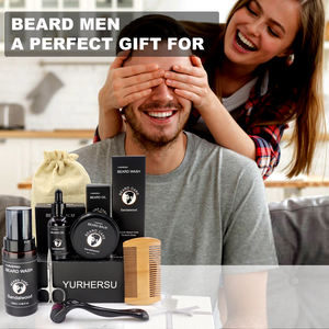 مجموعة العناية باللحية للرجال بشعار مخصص، 7 قطع تشمل بلسم اللحية وزيت وغسول اللحية وأداة تمشيط اللحية، طقم حلاقة احترافي مناسب للسفر - Product Image 5