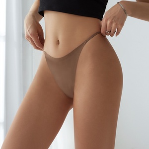Slip découpé au laser avec logo personnalisé, culotte Ropa Interior Mujer Plus Size Sexy Thong <span class=keywords><strong>Sous</strong></span>-vêtements sans couture G String - Product Image 1