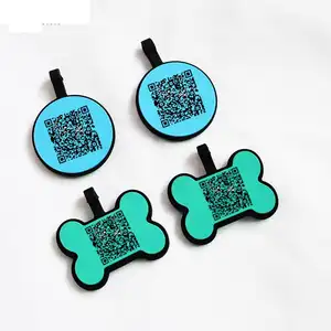 2023 Alta Qualidade Silicone Dog Tags Anti-lost QR Code Silicone Forma do osso Brilho no escuro Pet ID QR Collar Nome Tag Para Dog Cat